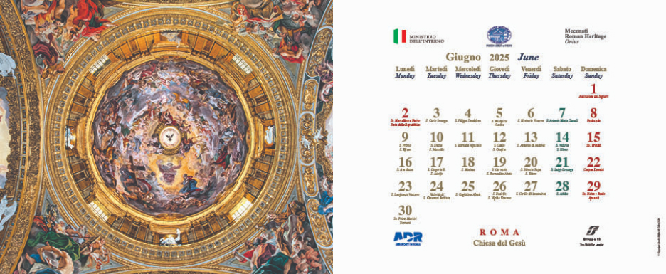 Calendario 2025 L'arte nelle cupole - Giugno Calendario 2025 L'arte nelle cupole - Giugno