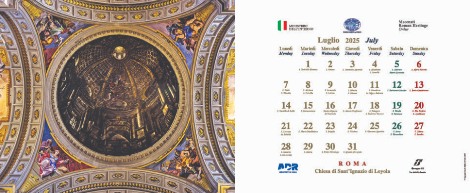Calendario 2025 L'arte nelle cupole - Luglio Calendario 2025 L'arte nelle cupole - Luglio