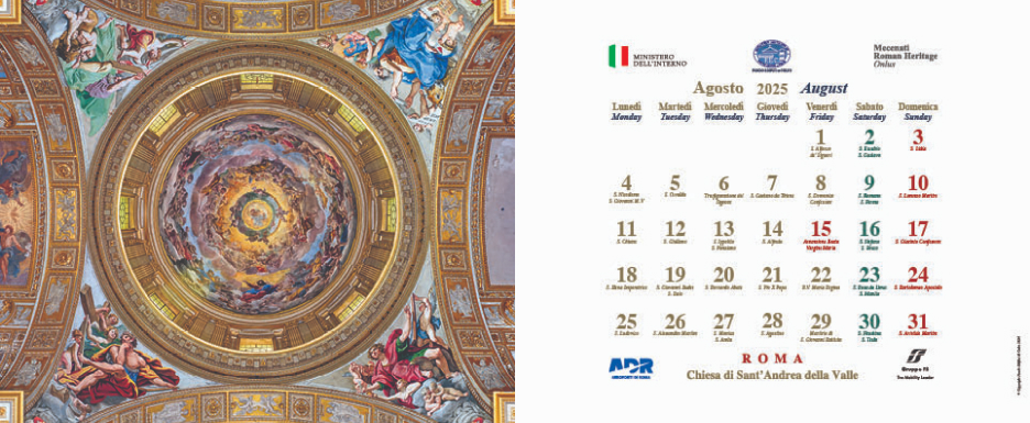 Calendario 2025 L'arte nelle cupole - Agosto Calendario 2025 L'arte nelle cupole - Agosto
