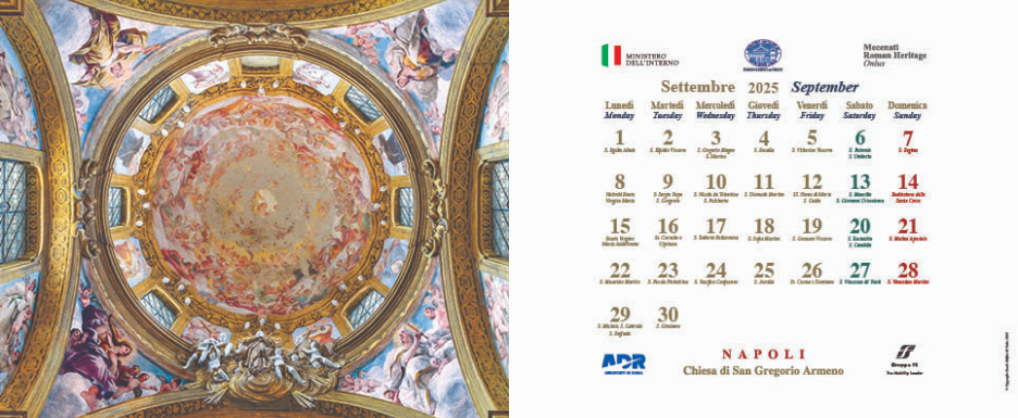 Calendario 2025 L'arte nelle cupole - Settembre Calendario 2025 L'arte nelle cupole - Settembre